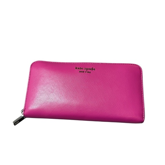 Kate Spade Brynn Large Zip Around Continental Wallet – Hot Pink Leather - Picture 1 of 11